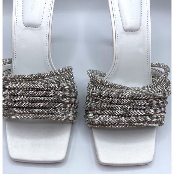 Jonathan Simkhai The Lena Crystal Embellished Heeled Mule in White Size 41 - Picture 5 of 10